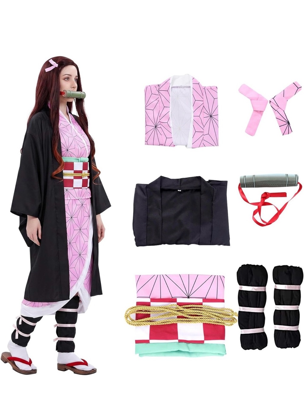 Demon Slayer Nezuko Kamado Anime Cosplay Costume Kids 130cm
